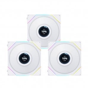 KIT 3 FANS 120MM LIAN LI UNI FAN TL LCD 120, RGB, DISPLAY LCD, CONTROLADORA, WHITE - 12TLLCD3W WHITE - Imagem 3