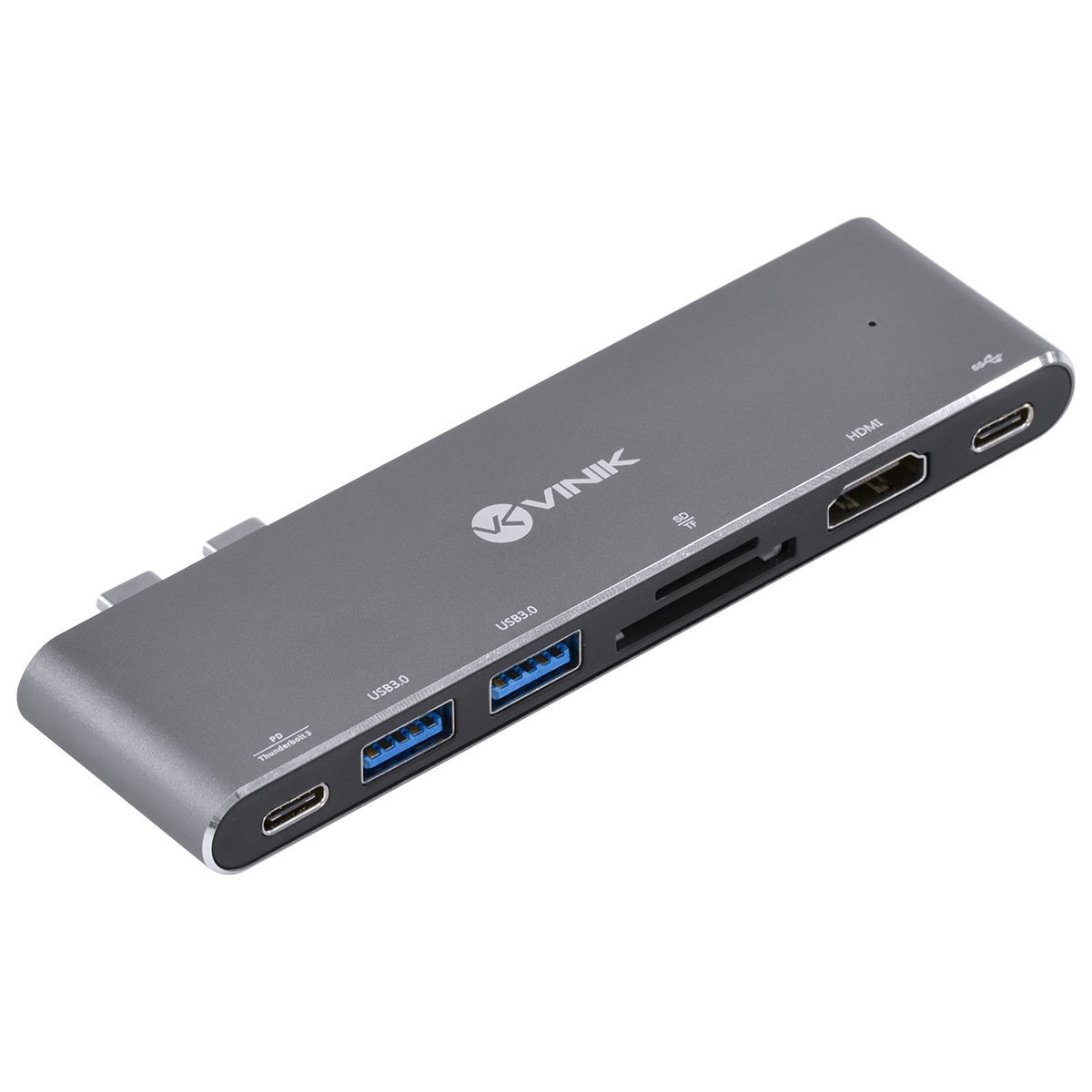Hub USB Tipo C Vinik 2 USB 3.0 Leitor SD TF, HDMI, Thunderbolt 3, Power Delivery 100W HC-72